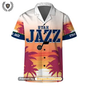 Utah Jazz Team Logo Pattern Sunset Tropical DragonHawaii Hawaiian Set