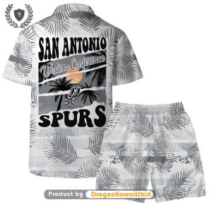 San Antonio Spurs Team Logo Pattern Leaves Tropical DragonHawaii Hawaiian Set