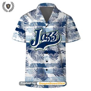 Utah Jazz Team Logo Pattern Leaves Tropical DragonHawaii Hawaiian Set